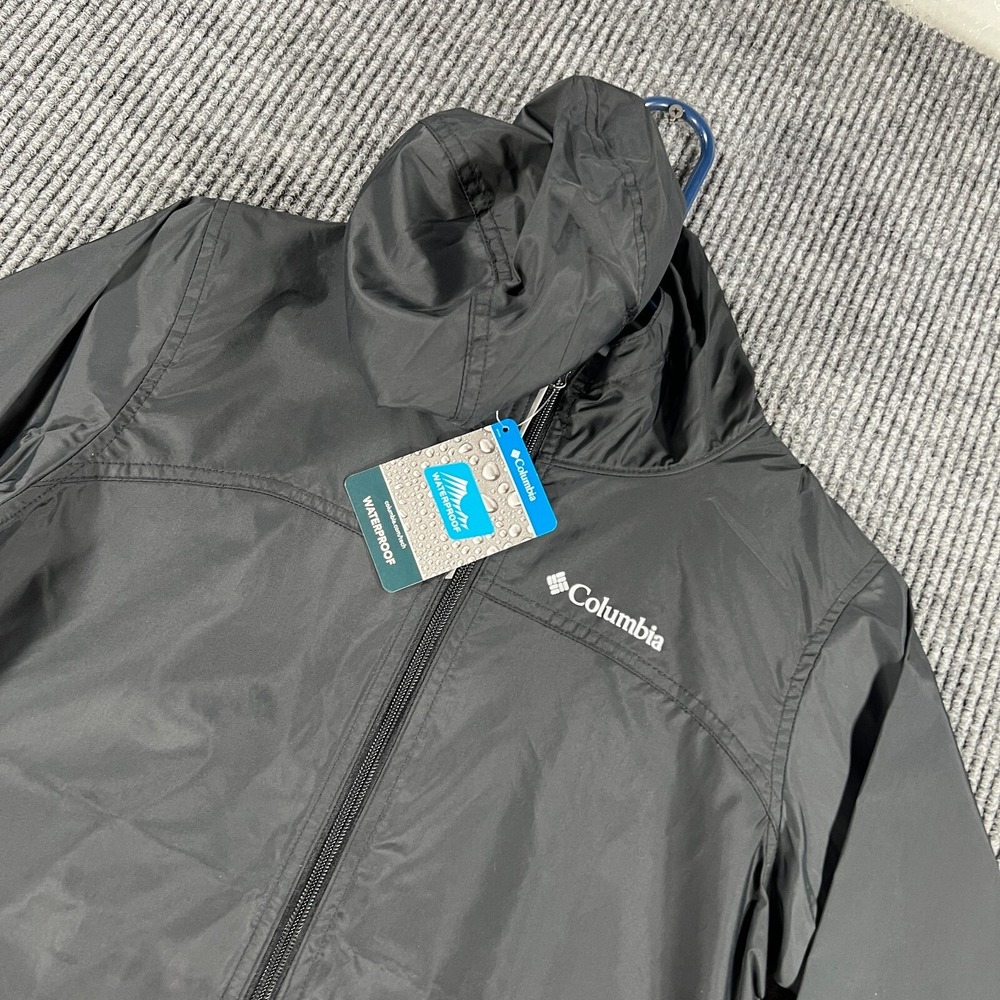 Columbia Glennaker Jacket Youth Boys Medium Black Full Zip Hooded Casual New